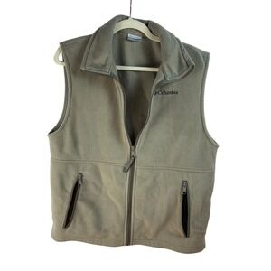Columbia Fleece Vest Tan Full Zip Outdoor Hiking Gorpcore Utiltiy Chic Women's M
